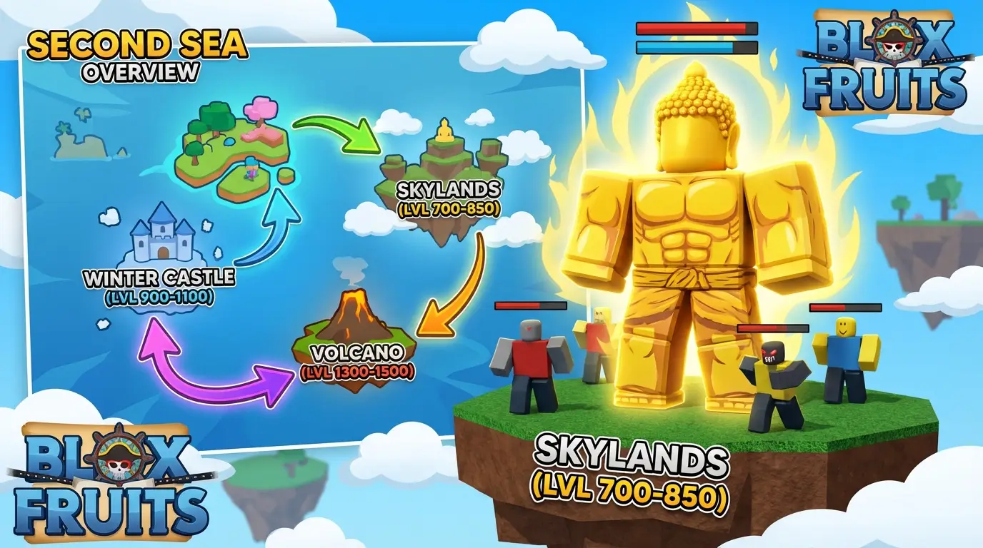 Second Sea Leveling Guide Blox Fruits